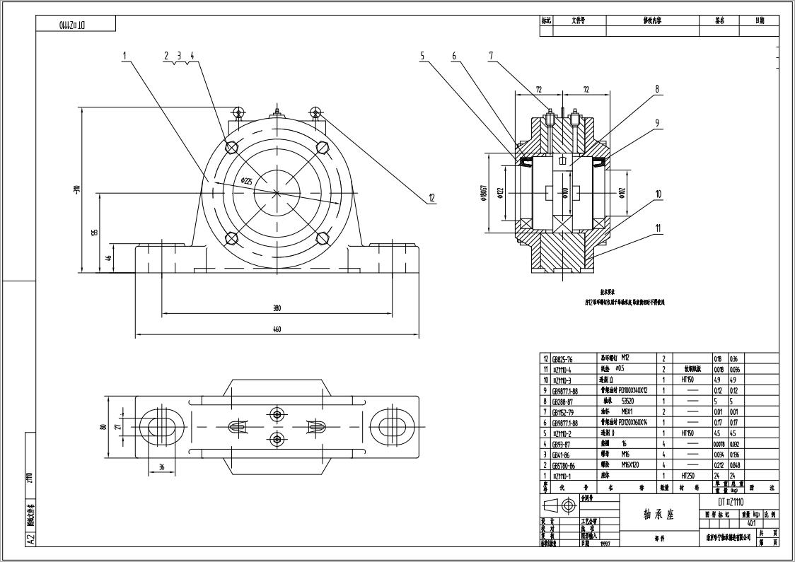 DTⅡZ1110皮带机专用轴承座闷盖固定端适配轴承型号22220