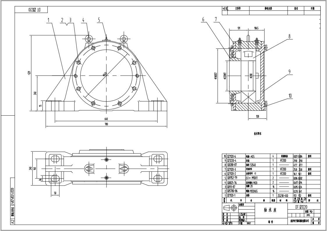 DTIIZ1220皮带机专用轴承座闷盖自由端适配轴承型号22240